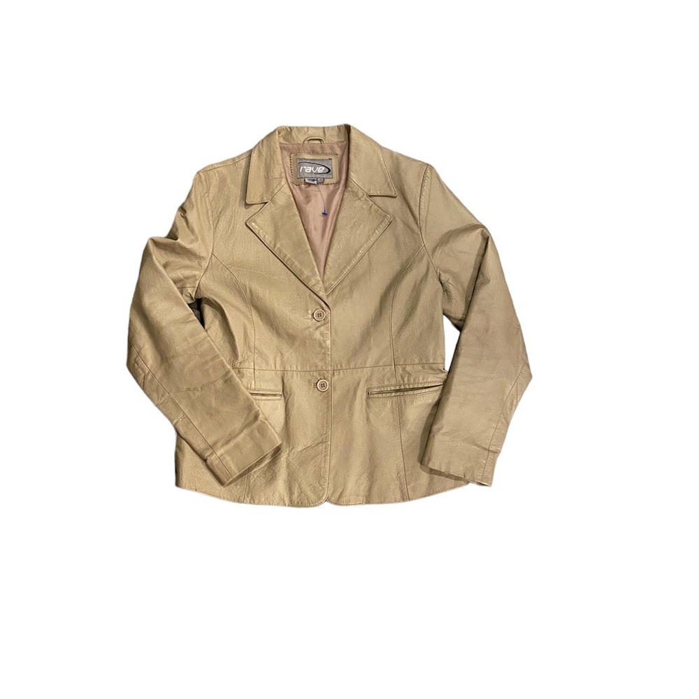 Vintage Rave tan leather blazer coat size medium